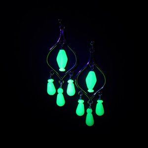 Uranium Glass bead chandelier earrings